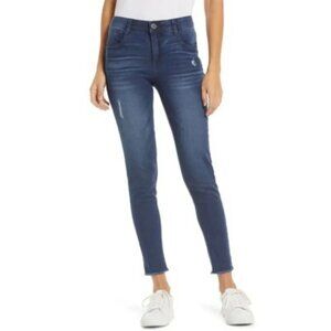 New Wit & Wisdom Frayed Hem Skinny Ankle Jeans in Inv-Indigo Vintage size 0
